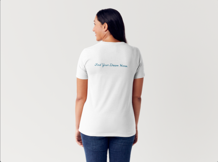 Woman's T-Shirt Find Your Dream Home White & Blue