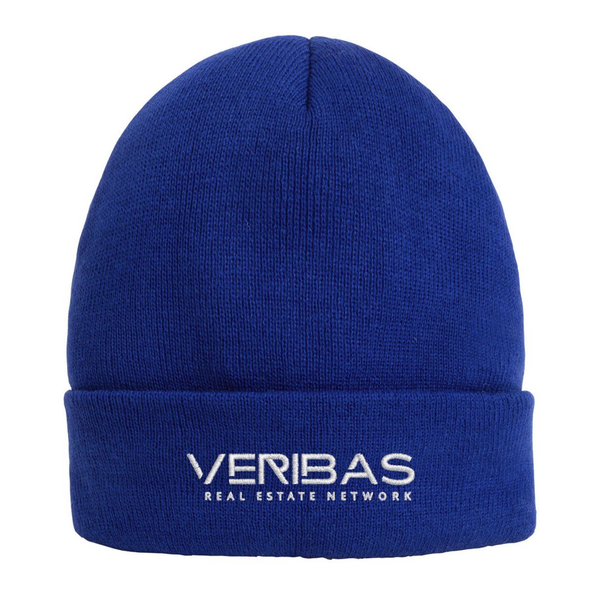 Blue and White Knit Beanie