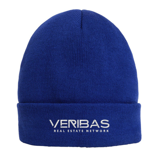 Blue and White Knit Beanie